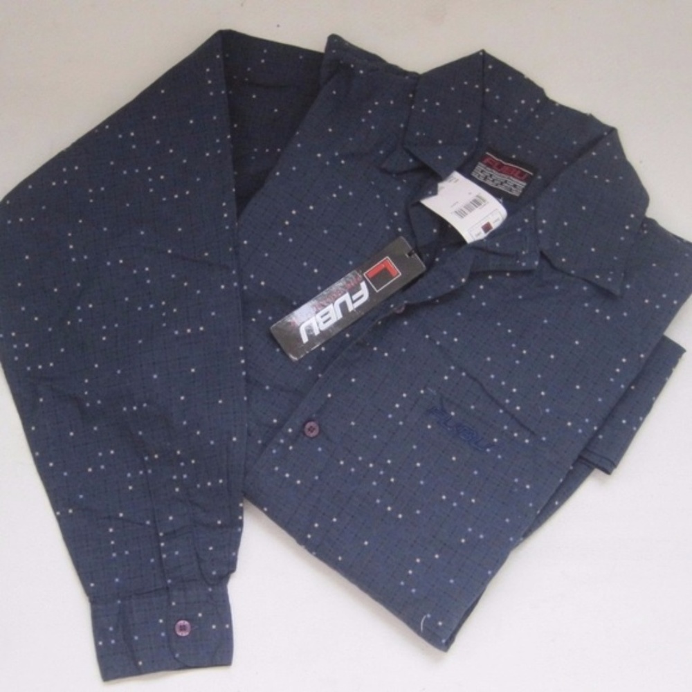 FUBU Mens Dress Shirt M Long Sleeve Navy Blue New
